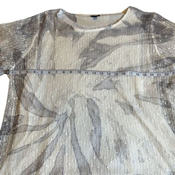 Coco + Carmen Mesh Overlay Lined Bell Sleeve Sequin Top Cream Gray Size Large - Picture 9 of 10